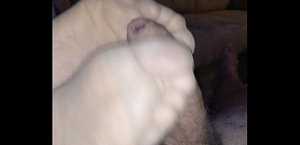  footjob with nylon socks and cumshot